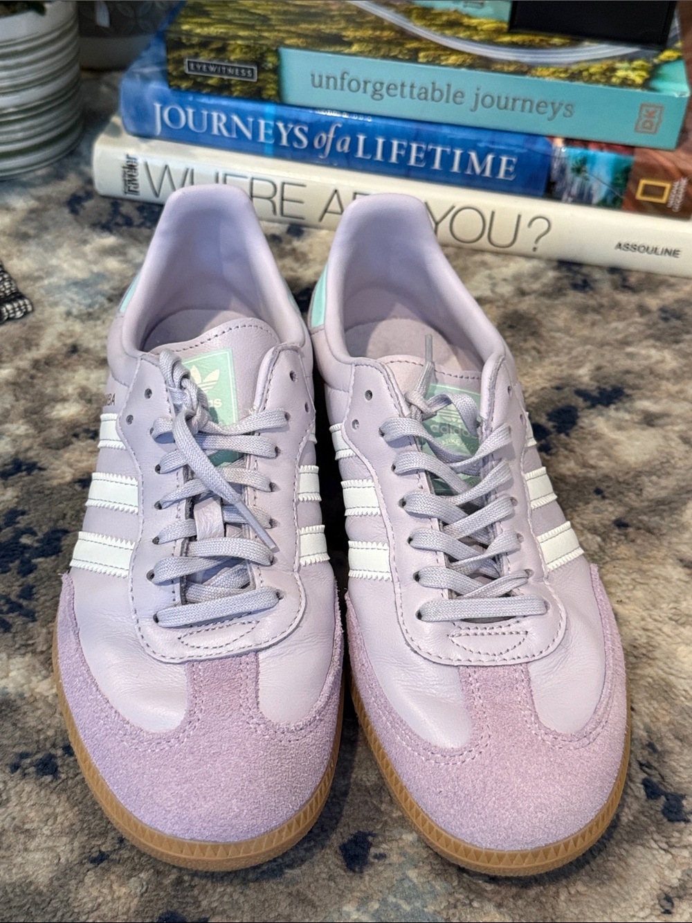 LIKE NEW: Adidas Lavender/Turquoise Samba OG Women's Sneakers - Picture 3 of 6